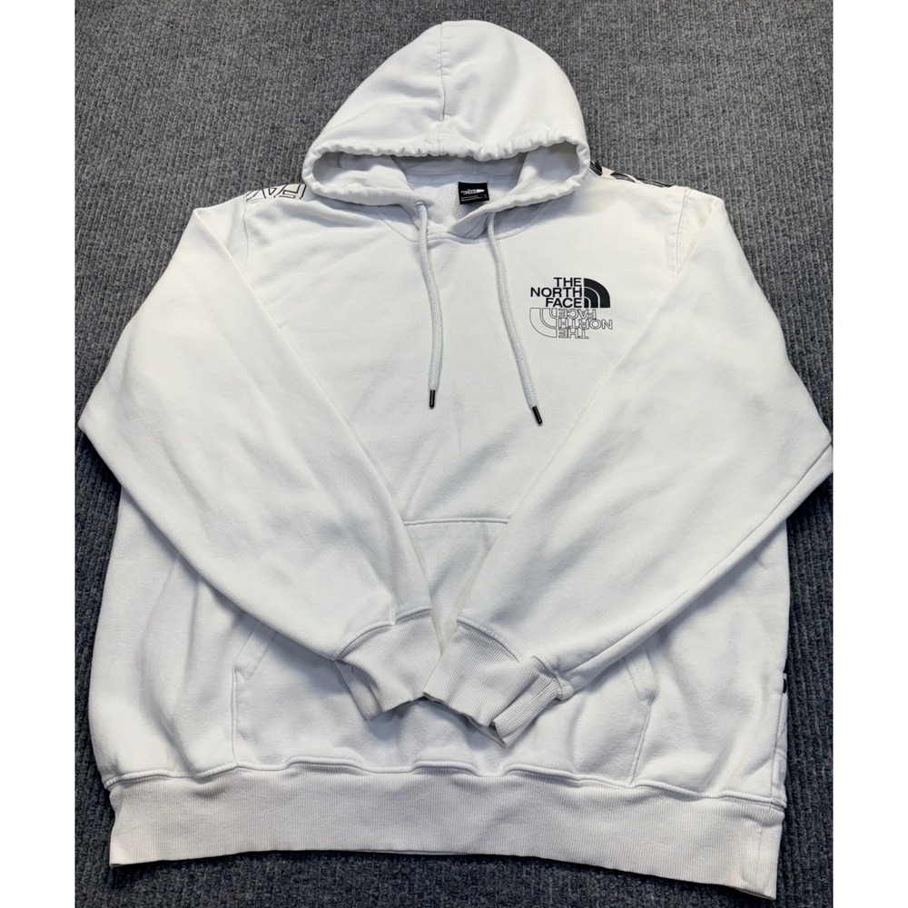 The North Face Mens White Multi Logo Graphic Pullover Hoodie XL